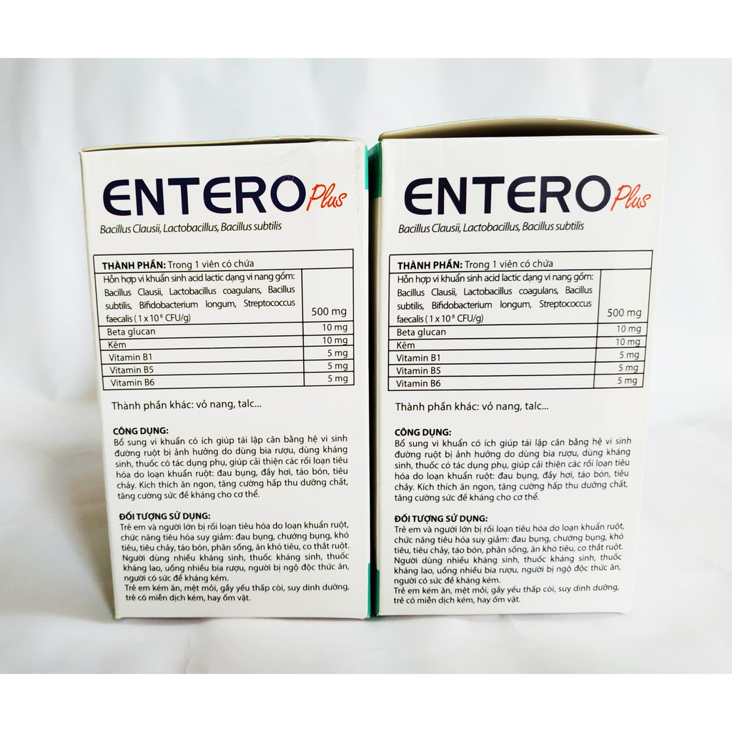 Men Vi Sinh Kết Hợp Men Tiêu Hóa Entero Plus - Cân Bằng Hệ Vi Sinh Đường Ruột - Rối Loạn Hệ Tiêu Hóa - Hộp 100 Viên