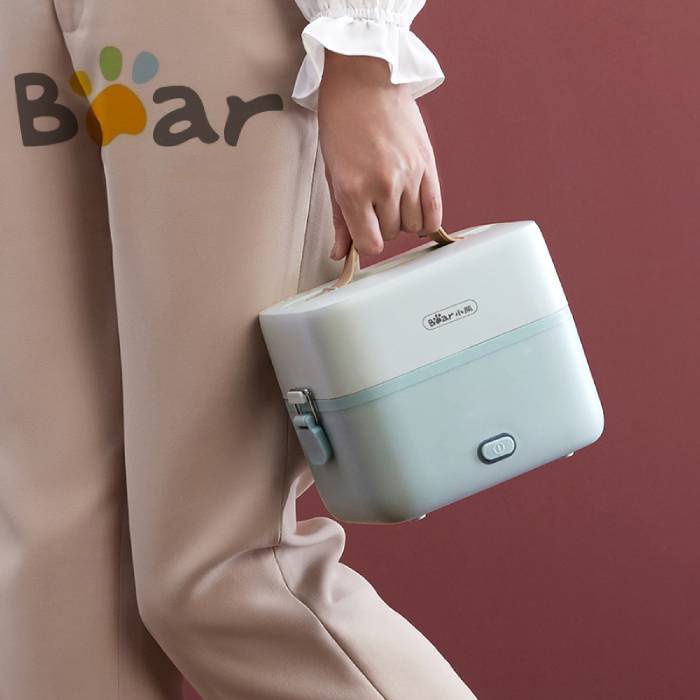 [Bear Chính Hãng] Hộp cơm điện Bear DFH-B12E1 màu xanh, dung tích 1.2L, công suất 270W, gồm 2 khay 3 ngăn sức chứa lớn.