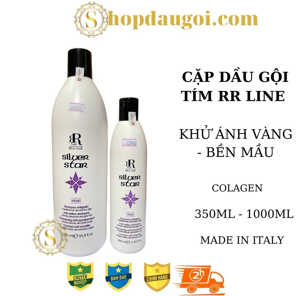 DẦU GỘI TÍM Khử Vàng, Giữ Màu Cho Tóc Nhuộm Sáng - Phù Hợp Cho Tóc Tẩy RRline Therapy Sliver Shampoo 350ml - 1000ML