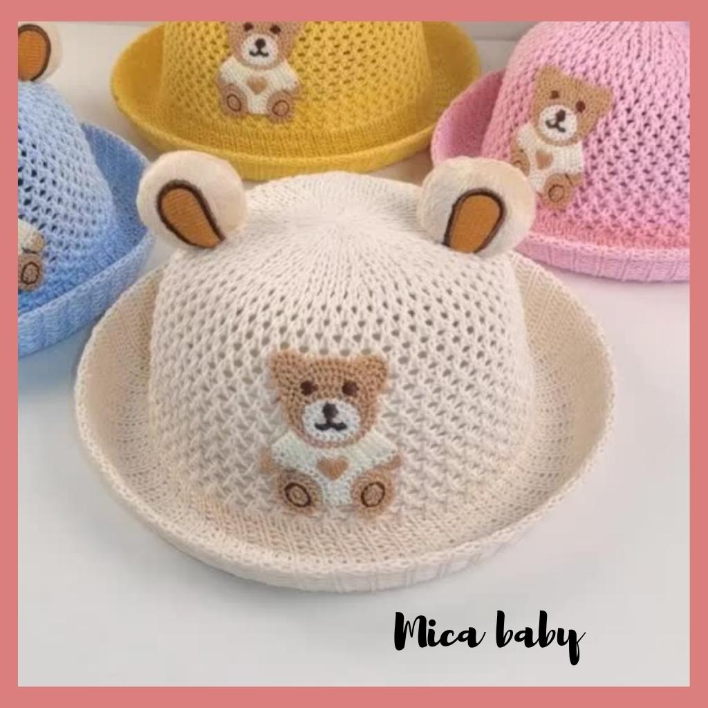 Mũ cói hè tai gấu thoáng khí dễ thương cho bé từ 6 tháng-2 tuổi Mica baby MH113