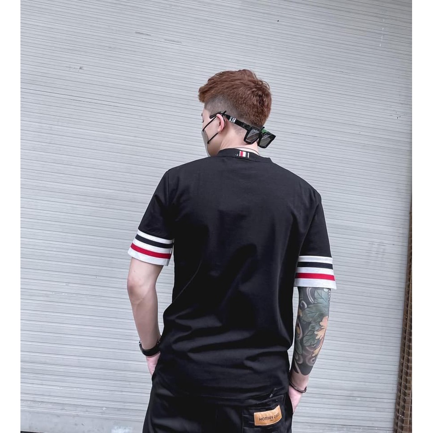 Áo phông nam THOM vạch ống, áo thun nam nữ có đủ size 45-73kg, t-shirt phông chất vải cotton thoáng mát chất co giãn nhẹ