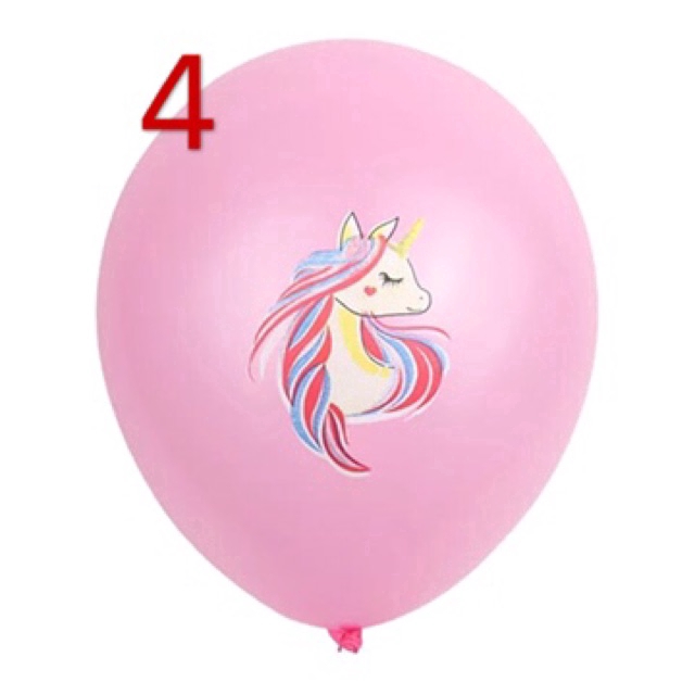 5 Bong Bóng Kỳ Lân Trắng Hồng 12 Inch Dùng Trang Trí Tiệc
