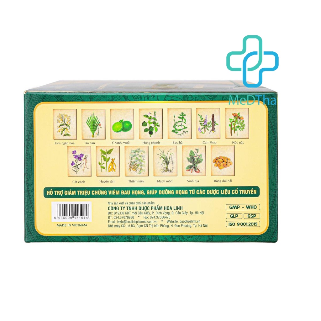 Viên ngậm dưỡng họng Vĩ Ngân - Kẹo ngậm đau họng, giảm ho vị chanh muối không đường Hoa Linh (Hộp 20 vỉ x 5 viên)