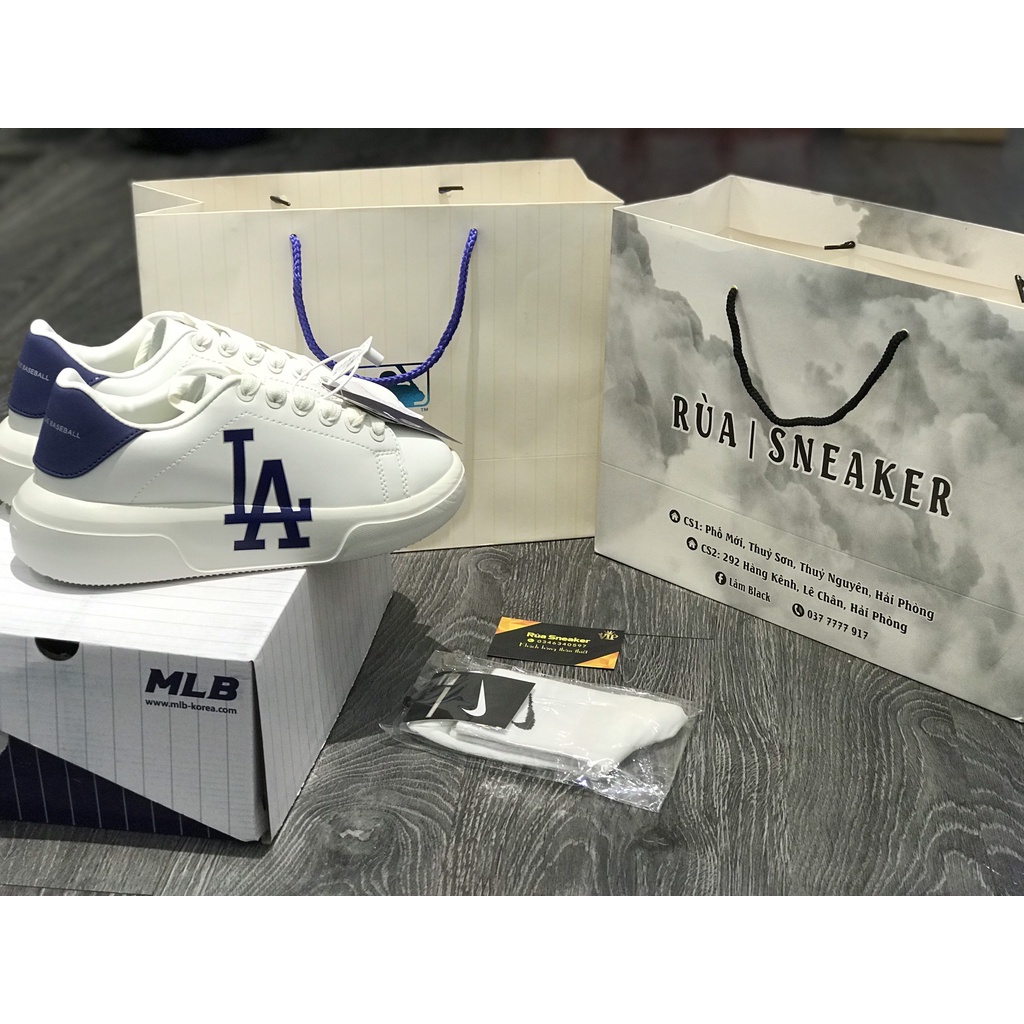 Siêu Phẩm Giày Thể Thao Sneaker M.L.B Classic LA Chữ Xanh Siêu Hot Cao Cấp Ảnh Thật + freeship