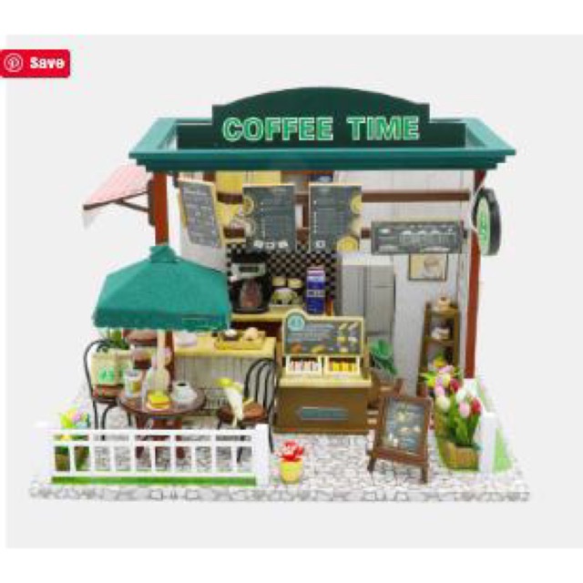 Mô hình lắp ráp quán cafe thu nhỏ, mô hình 3d siêu xinh, trưng bày hoặc quà tặng sáng tạo