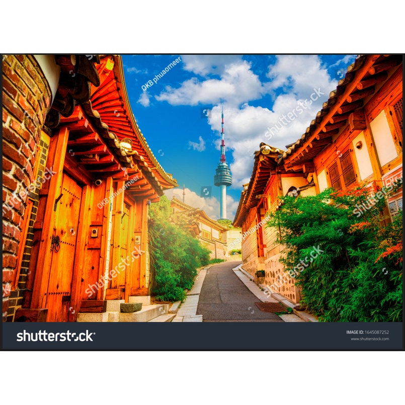 Tranh dán tường đường phố Hàn Quốc 3D Miễn Phí chèn tên riêng Quán, chèn chữ và logo theo yêu cầu