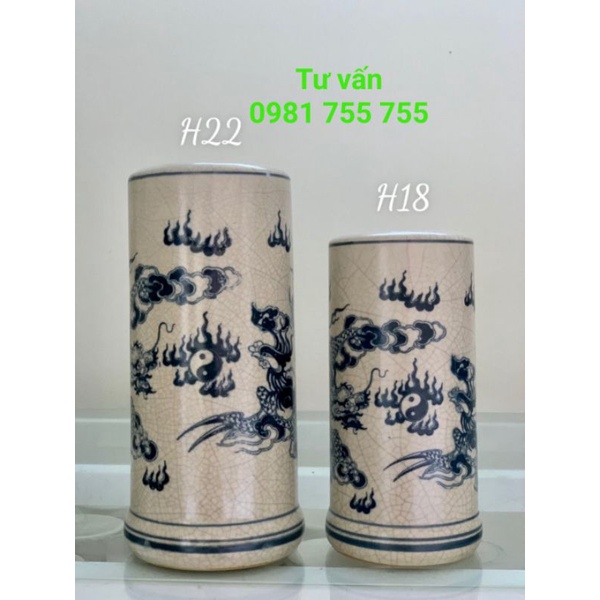 Ống hương Men Rạn vẽ Hoa Sen,ống Cắm Hương Gốm Sứ Bát Tràng Cao Cấp