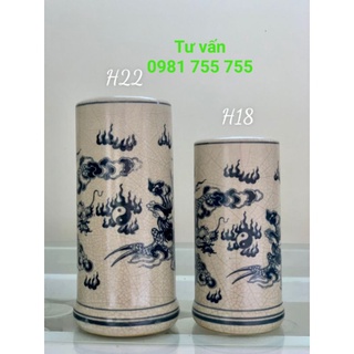 Ống hương men rạn trơn họa tiết Long Phụng / Hoa Sen