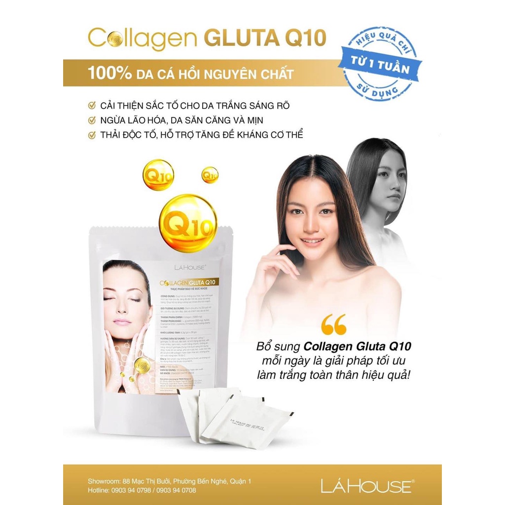 COLLAGEN GLUTA Q10 LÁ HOUSE Trắng Da Collagen ngăn ngừa lão hóa,trắng da,đẹp tóc