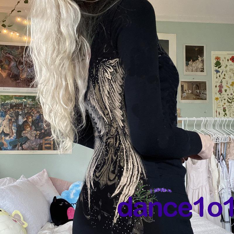 Đầm tay dài có nón in hình đôi cánh thời trang cho nữ