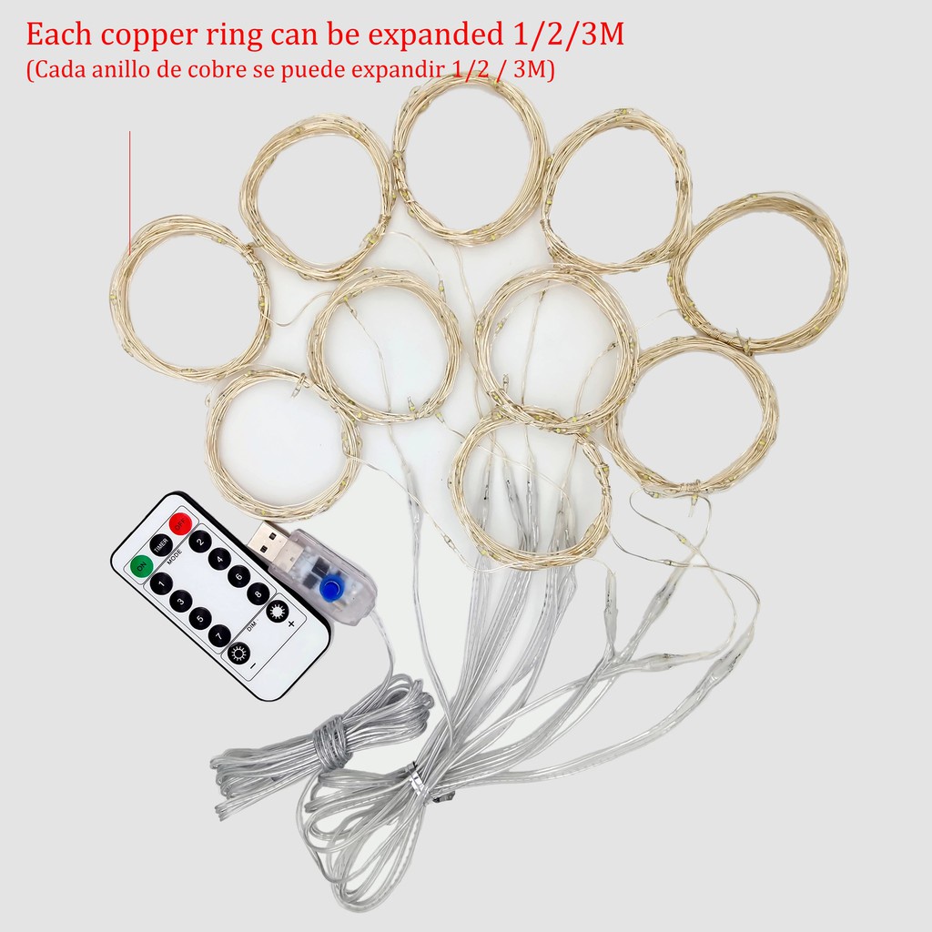 Dây Đèn Led 8 Chế Độ 1M / 2M / 3M Kèm Điều Khiển Từ Xa Trang Trí Nhà Cửa / Giáng Sinh