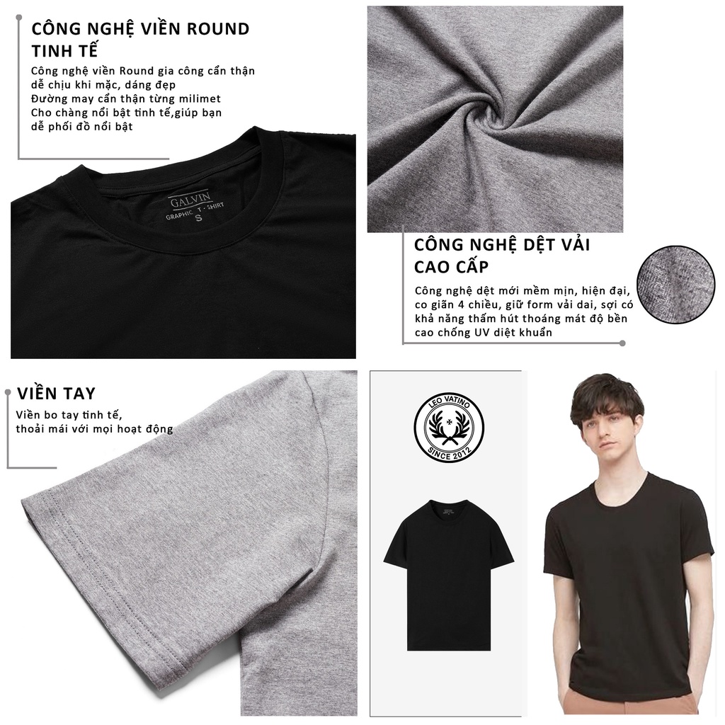 Áo thun nam cổ tròn cao cấp GALVIN vải Cotton chuẩn form, trẻ trung, năng động ap01