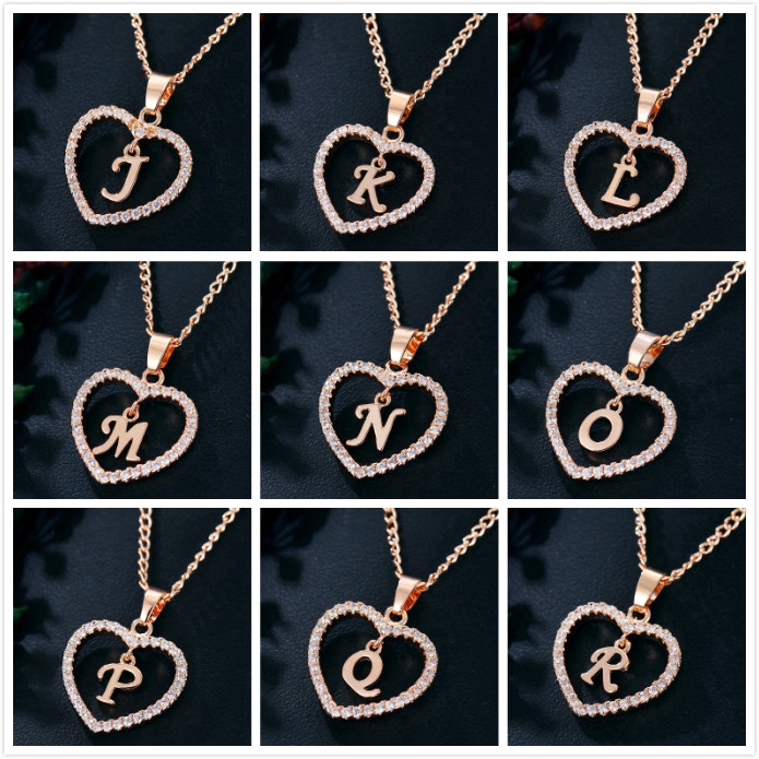 Dây chuyền mặt hình trái tim phối chữ A-R thời trang cho nữ