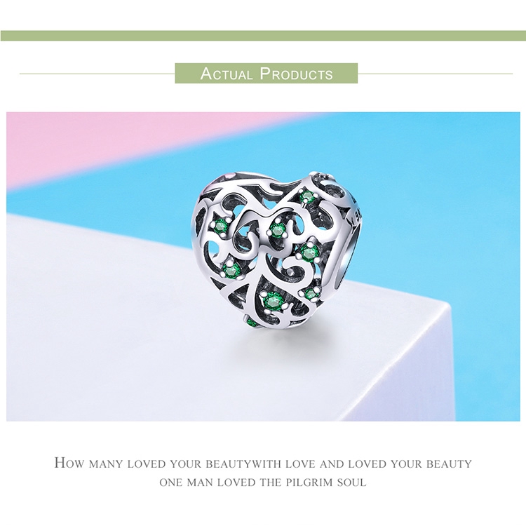 Hạt Phụ Kiện Bamoer SCC720 Bằng Bạc 925 Hình Cây Sự Sống Trái Tim Đính Đá Dùng Làm Vòng Đeo Tay Và Dây Chuyền Thủ Công