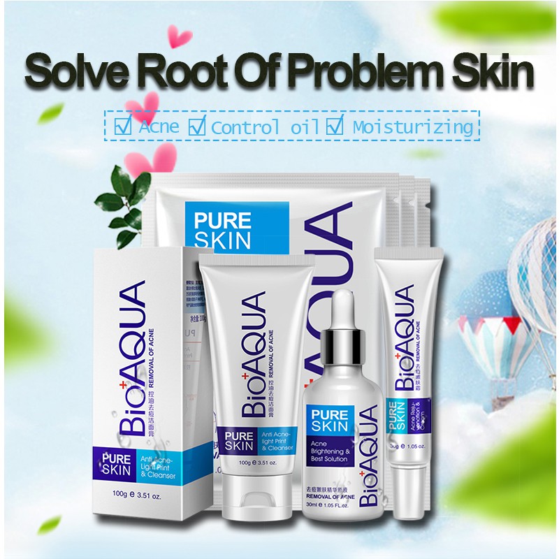 SET ngừa mụn Pure Skin Bioaqua (4 món)