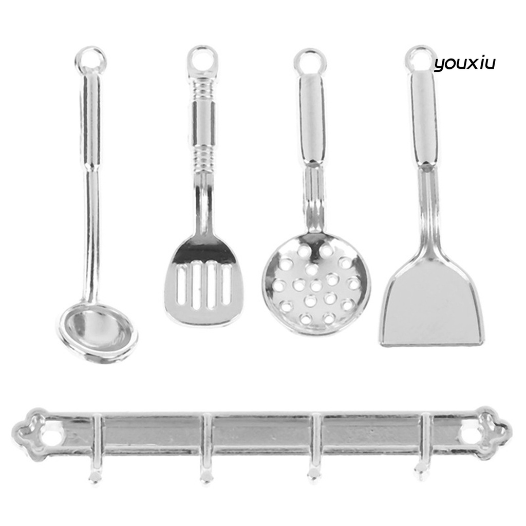 YX-MO 1/12 Dollhouse Mini Kitchen Accessories Metal Cooking Tools Spatula Colander Toy