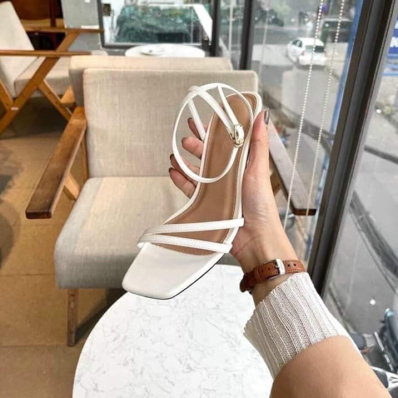 Giày sandal cao gót quai mảnh thời trang 7 phân mã 27 sandal cao gót nữ hở mũi gót nhọn trẻ trung