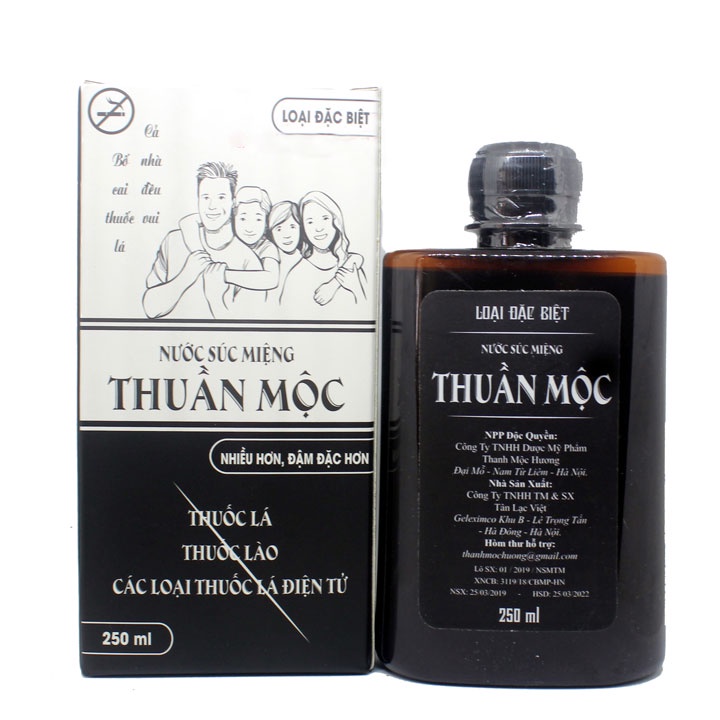 Nước Súc Miệng Thuần Mộc 250ml Giúp Làm Sạch Khoang Miệng Hỗ Trợ Cai Thuốc Lá