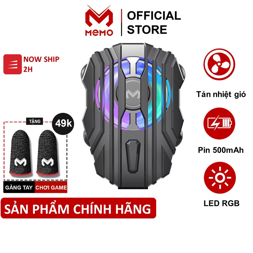 Quạt tản nhiệt gaming cho điện thoại MEMO FL05 | RGB | 500 mAh | Công nghệ làm mát lốc xoáy làm mát giảm nhiệt nhanh