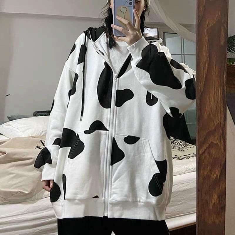 [BÁN SỈ] Aó Khoác Hoodie UNISEX Hình Bò Sữa Chất Nỉ cotton
