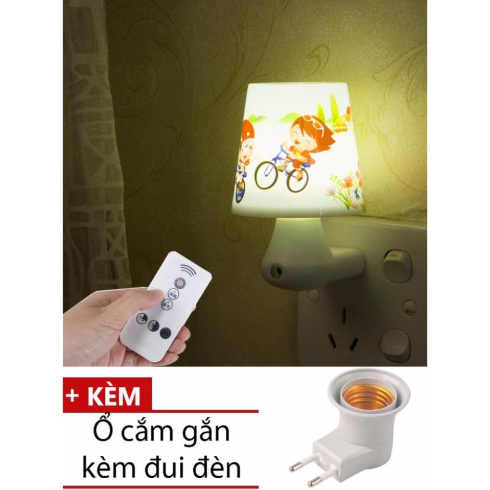 Đèn ngủ cảm ứng hình hoạt hình ngộ nghĩnh có điều khiển từ xa cao cấp + Tặng kèm 1 đui đèn kèm ổ cắm tiện dụng