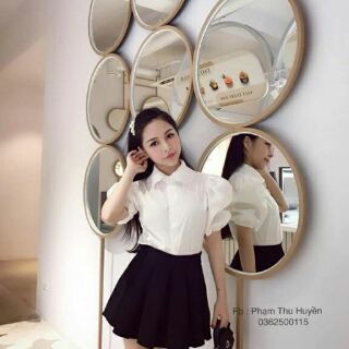 Áo sơ mi trắng cổ ren