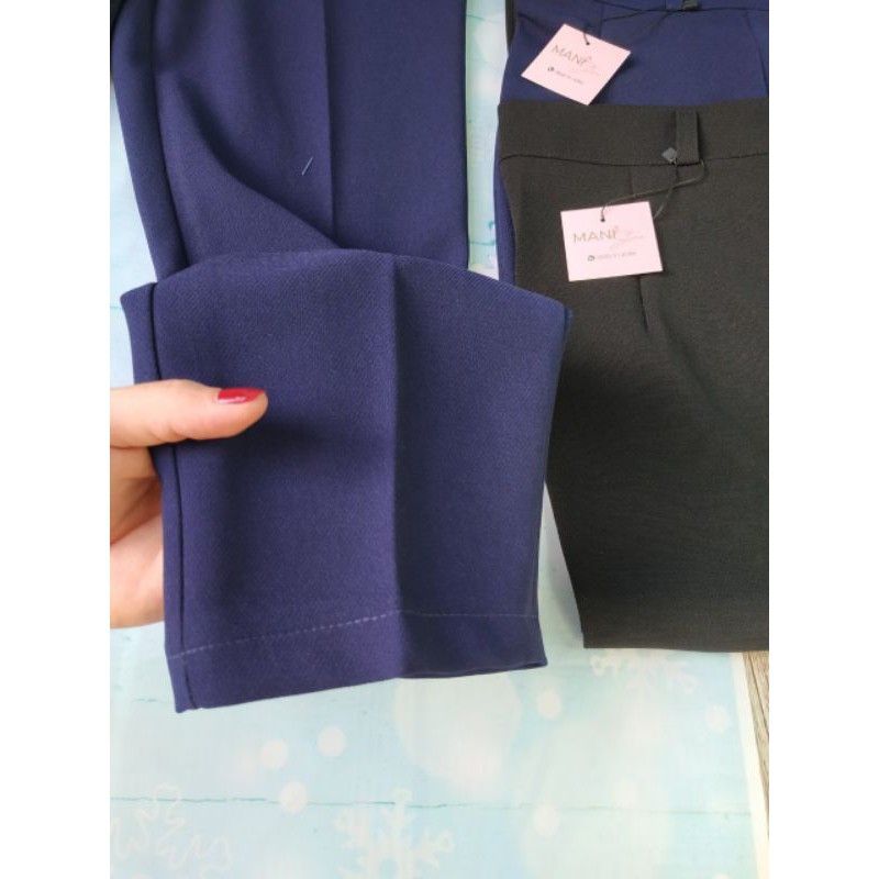 Quần tây đen công sở nữ cạp lưng cao - màu đen dáng dài ống đứng khóa kéo - Vải tuyết mưa mềm mại - Mặc đi làm