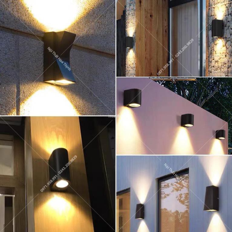 (Bảo hành 2 năm) Đèn tường ngoại thất hắt sáng 2 đầu hình hộp bo tròn chống nước
