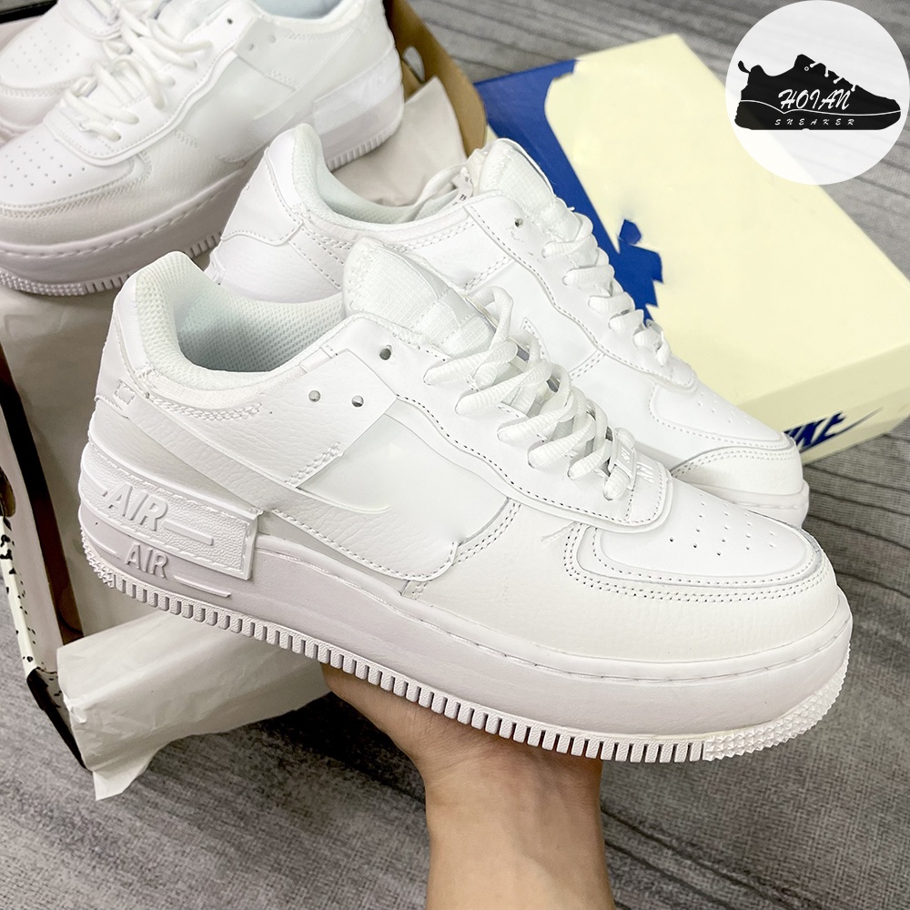 Giày Air Force 1 Shadow Triple White 1:1 Nam Nữ - Giày Sneaker AF1 Cổ Thấp Màu Trắng
