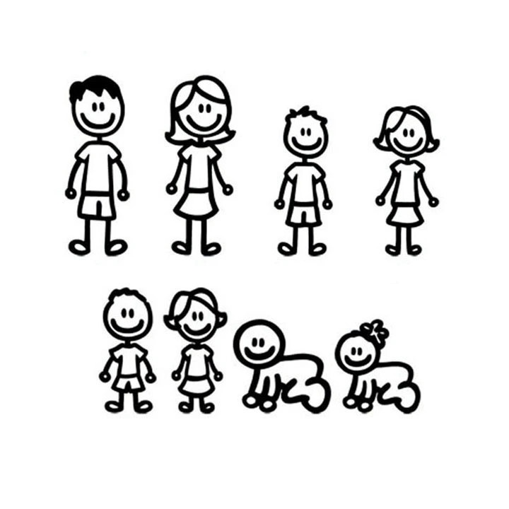 Bộ Tem 3D Funny Family Members Dán Trang Trí Xe