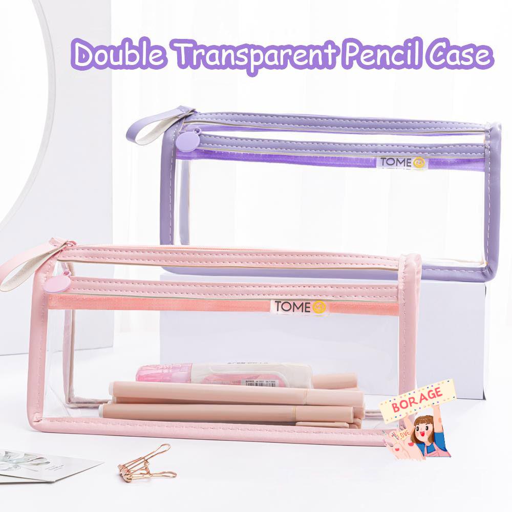 Túi Đựng Bút Hai Ngăn Trong Suốt Sức Chứa Lớn Sáng Tạo