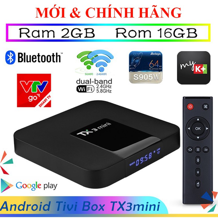 Tivi box TX3 mini 2GB RAM 16GB ROM có bluetooth xem youtube 4K hát karaoke