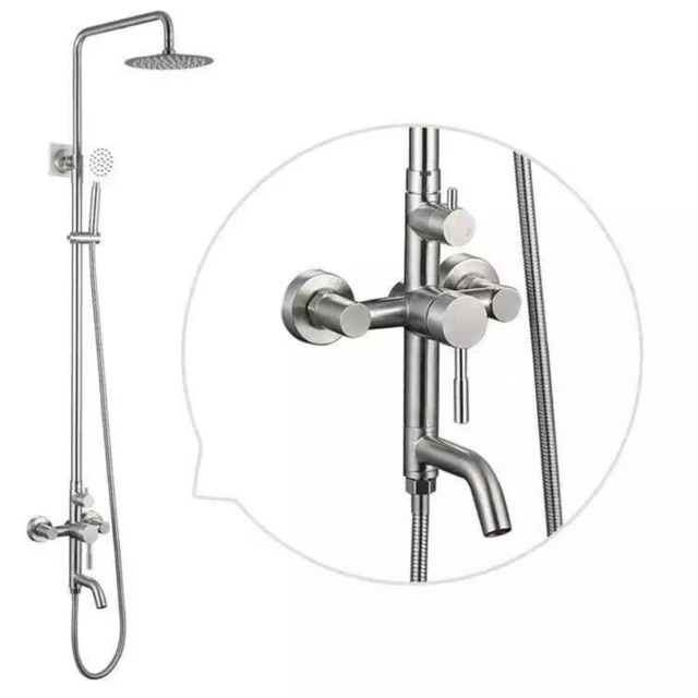 Sen cây tắm đứng nóng lạnh inox 304 thân giữa