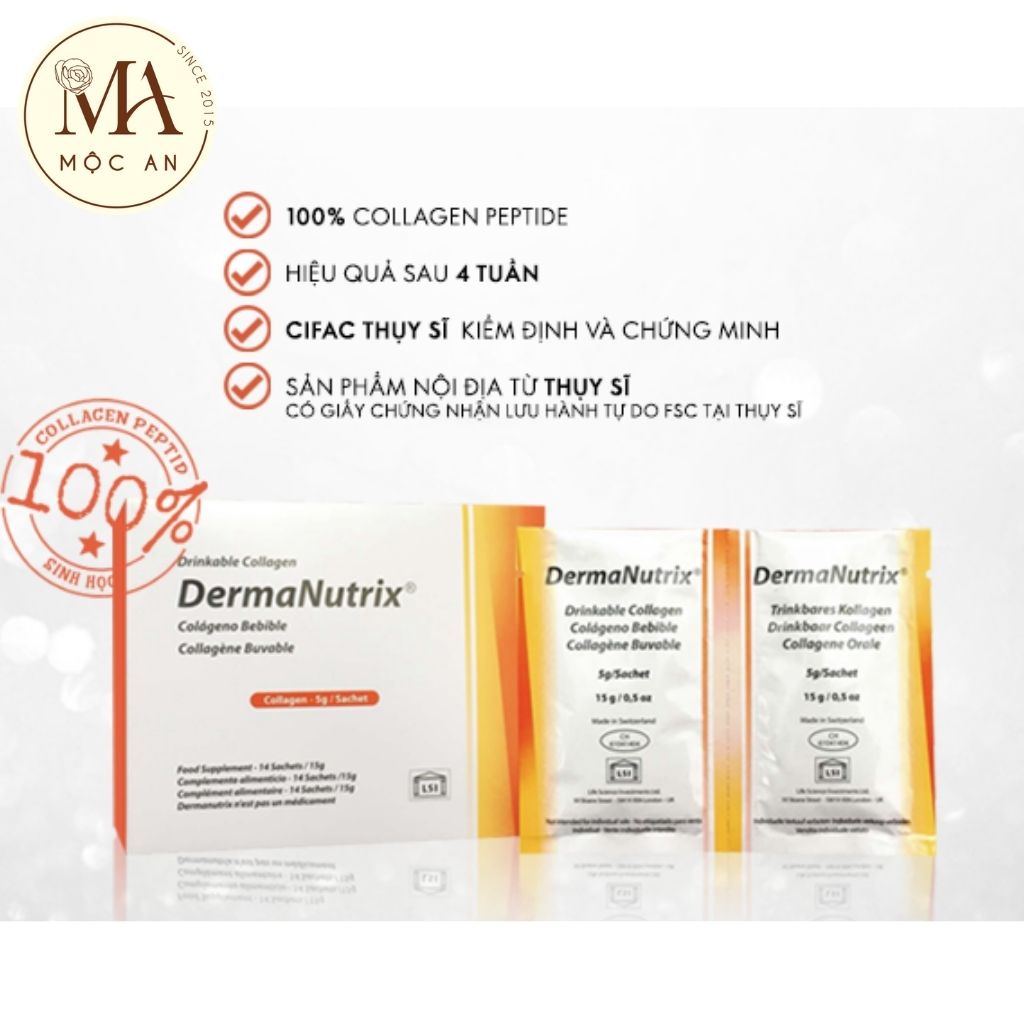 Gel Collagen DermaNutrix Thụy Sĩ, Bí Quyết Chống Lão Hóa Và Gìn Giữ Thanh Xuân - Hộp 14 Gói