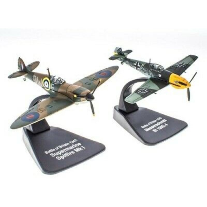 Bộ 2 chiếc Mô hình máy bay chiến đấu Atlas Edition Battle of Britain 1/72 Spitfire & BF-109E