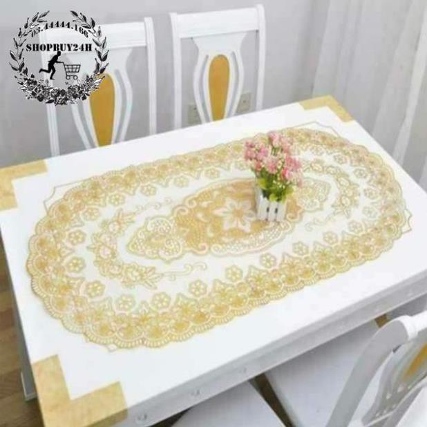 [HCM] -  (GIAO NGẪU NHIÊN)Khăn trải bàn họa tiết 3D sang trọng hình Oval 84x39cm - Q2