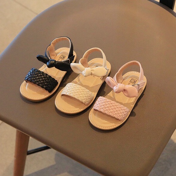 Sandal quai đan ngang cho bé gái phối nơ dễ thương chính hãng MG Baby siêu mềm nhẹ đế chống trơn trượt V732