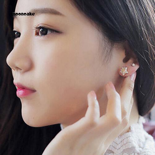 Khuyên tai hình bông tuyết đính đá thanh lịch dành cho nữ