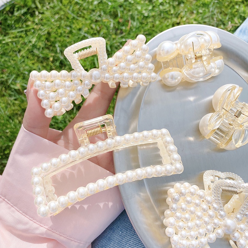 Kẹp Tóc Đính Ngọc Trai Phong Cách Retro Thanh Lịch Dễ Phối Đồ