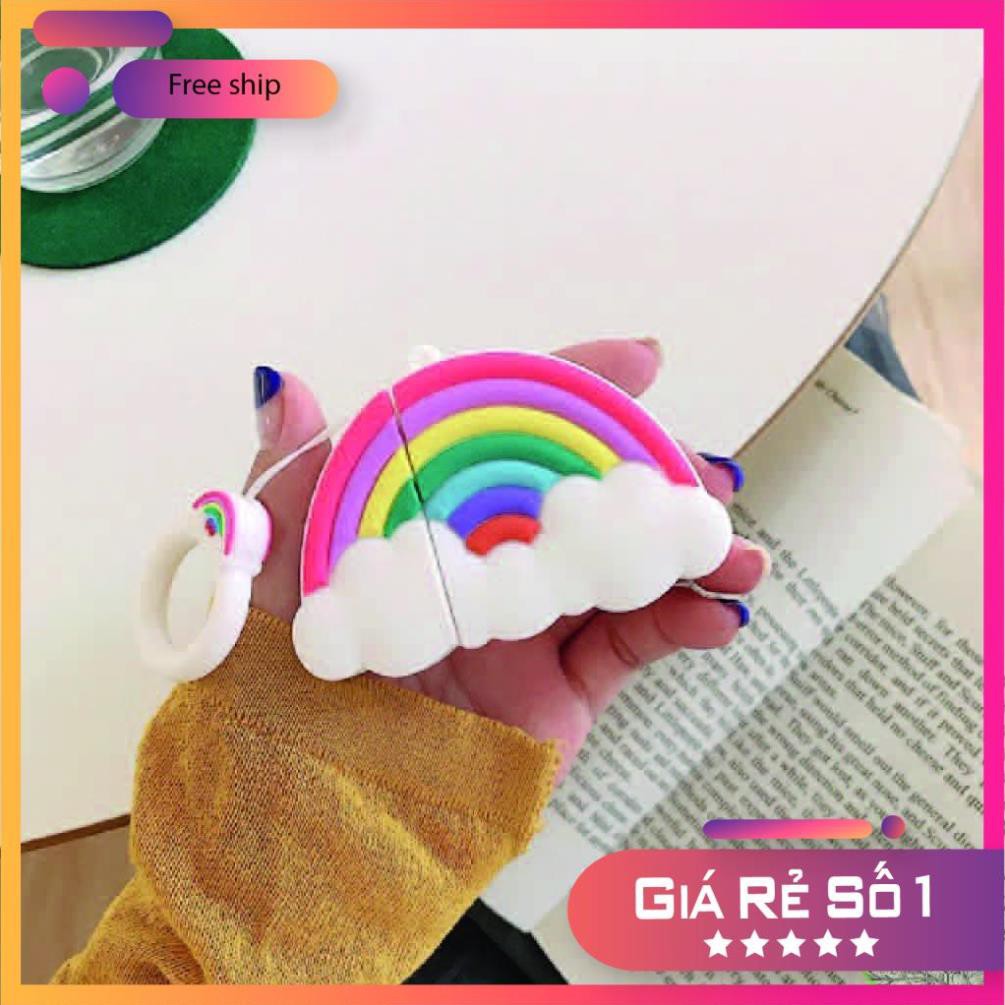 Airpods Case ⚡ Freeship ⚡ CUTE RAINBOW Case Tai Nghe Không Dây Airpods 1/ 2/ i12 - Châts Case Store