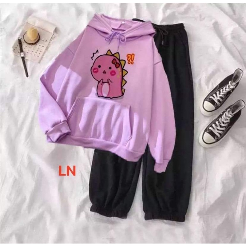 Sét áo hoodie khủng Long Hồng +quần bom LN11