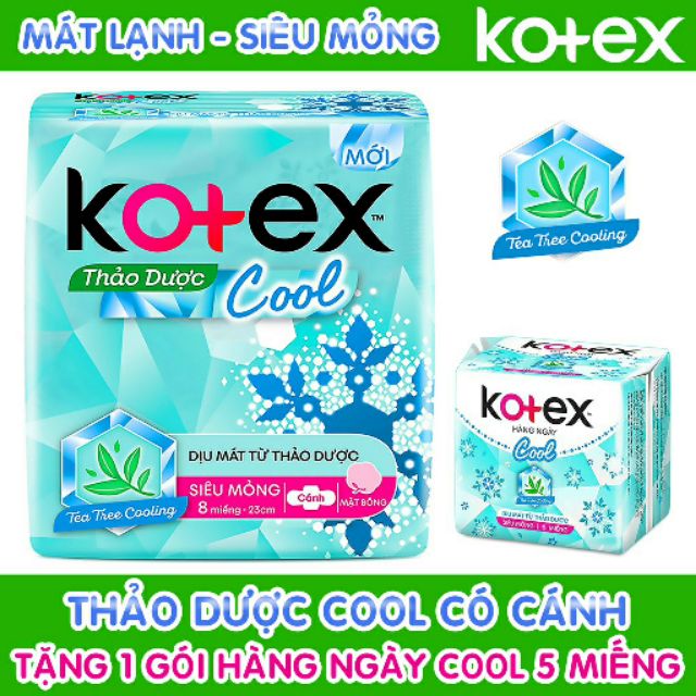 [Quà tặng] Băng vệ sinh Kotex thảo dược cool 8 miếng