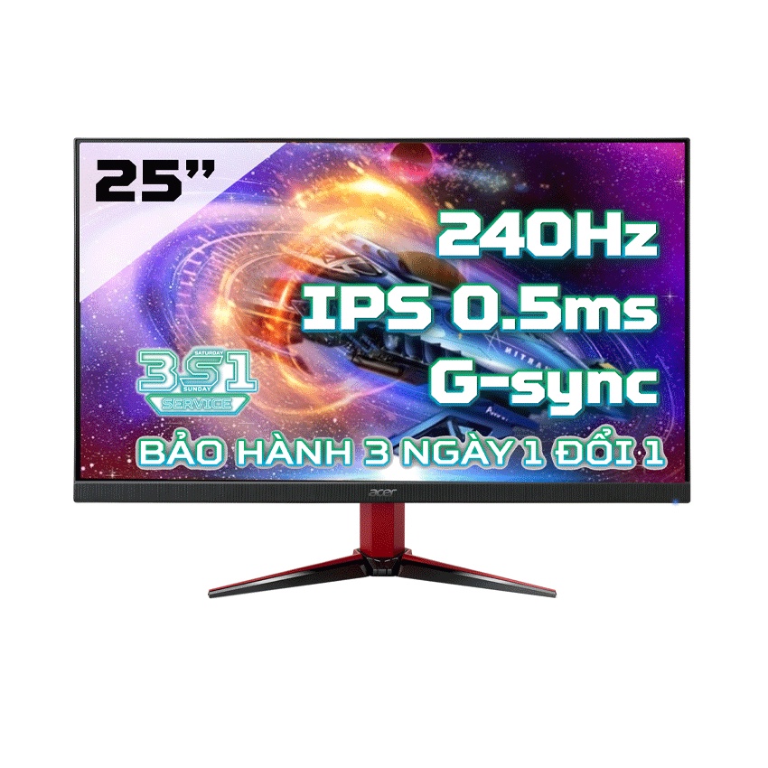 Màn Hình Acer VG252QX (25 inch/FHD/IPS/240Hz/0.5 ms/400 nits/DP+HDMI/G-Sync) | BigBuy360 - bigbuy360.vn