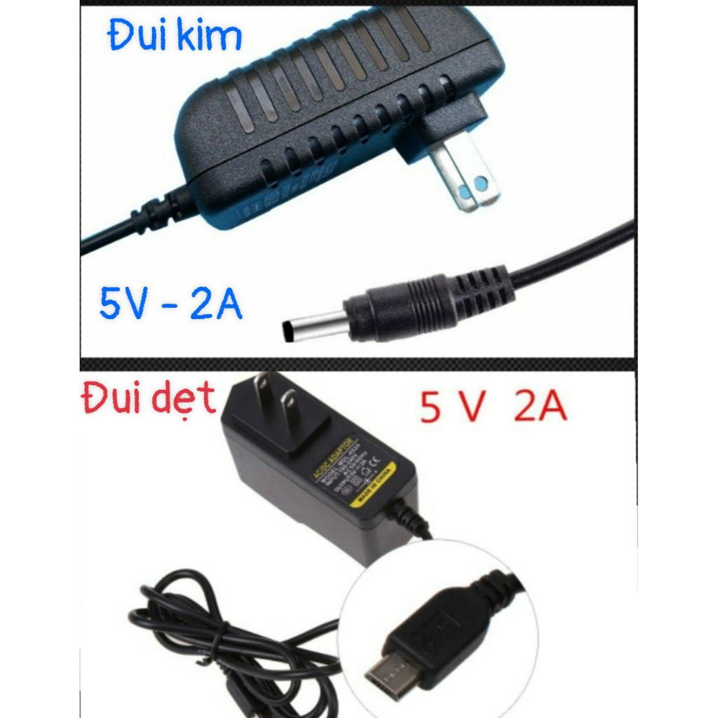 Nguồn Adapter 5V-2A đui kim/đui dẹt- Dùng cho Camera/Tivibox