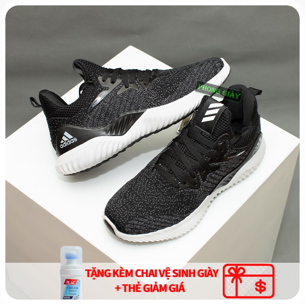 Giày sneaker nam giày thể thao nam Alphabounce muối tiêu màu đen trắng fullbox