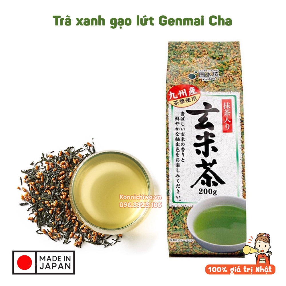 Trà xanh gạo lứt GENMAI CHA Kunitaro 200g | Trà thanh nhiệt, giảm mỡ máu, không bị mất ngủ - hàng nội địa Nhật Bản