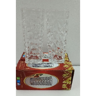 BÌNH HOA THỦY TINH HOA VĂN 15CM VUÔNG