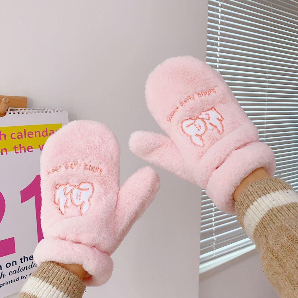 IVORY Găng Tay Lông Xù Dày Dặn Hình Chú Chó Con Đáng Yêu Cho Nữ