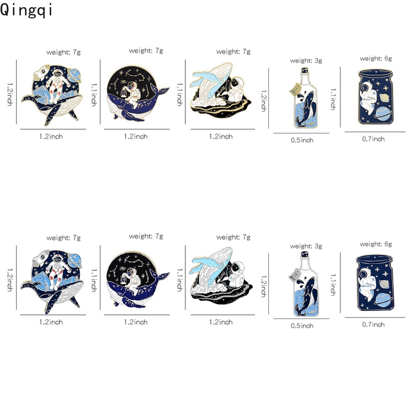 Ghim cài áo Miss Zoe hình phi hành gia và cá voi dễ thương độc đáo