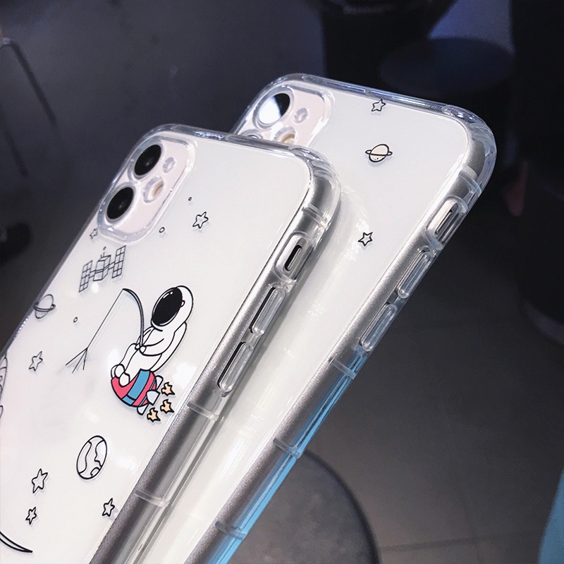 Ốp Điện Thoại Mềm Trong Suốt Chống Sốc In Hình Phi Hành Gia Cho iPhone 14 13 12 11 Pro Max Mini X XS XR 8 7 Plus + SE 2020